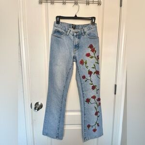 Women’s Vintage XOXO Jeans Bootcut Floral Embellished USA Made Size 3/4